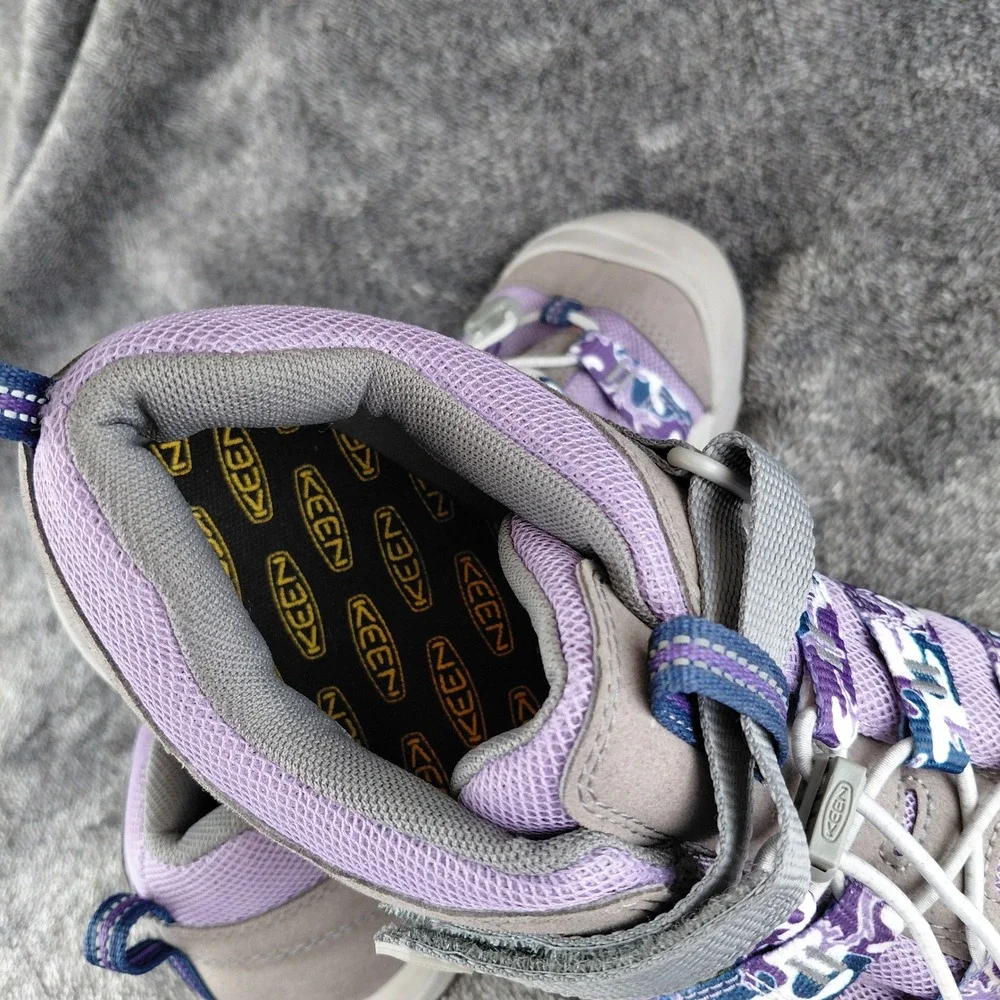 Keen‎ Knotch Peak Womens 7 Purple Camo Gray Bungee Strap Hiking Sneakers 1026184
